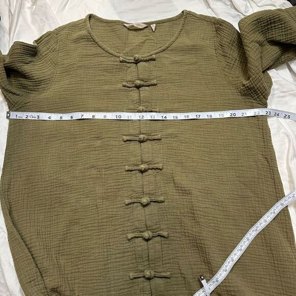 Soft Surroundings Women’s Green Gauzy Cotton Tunic Top Size XL Boho Lagenlook - Picture 6 of 9